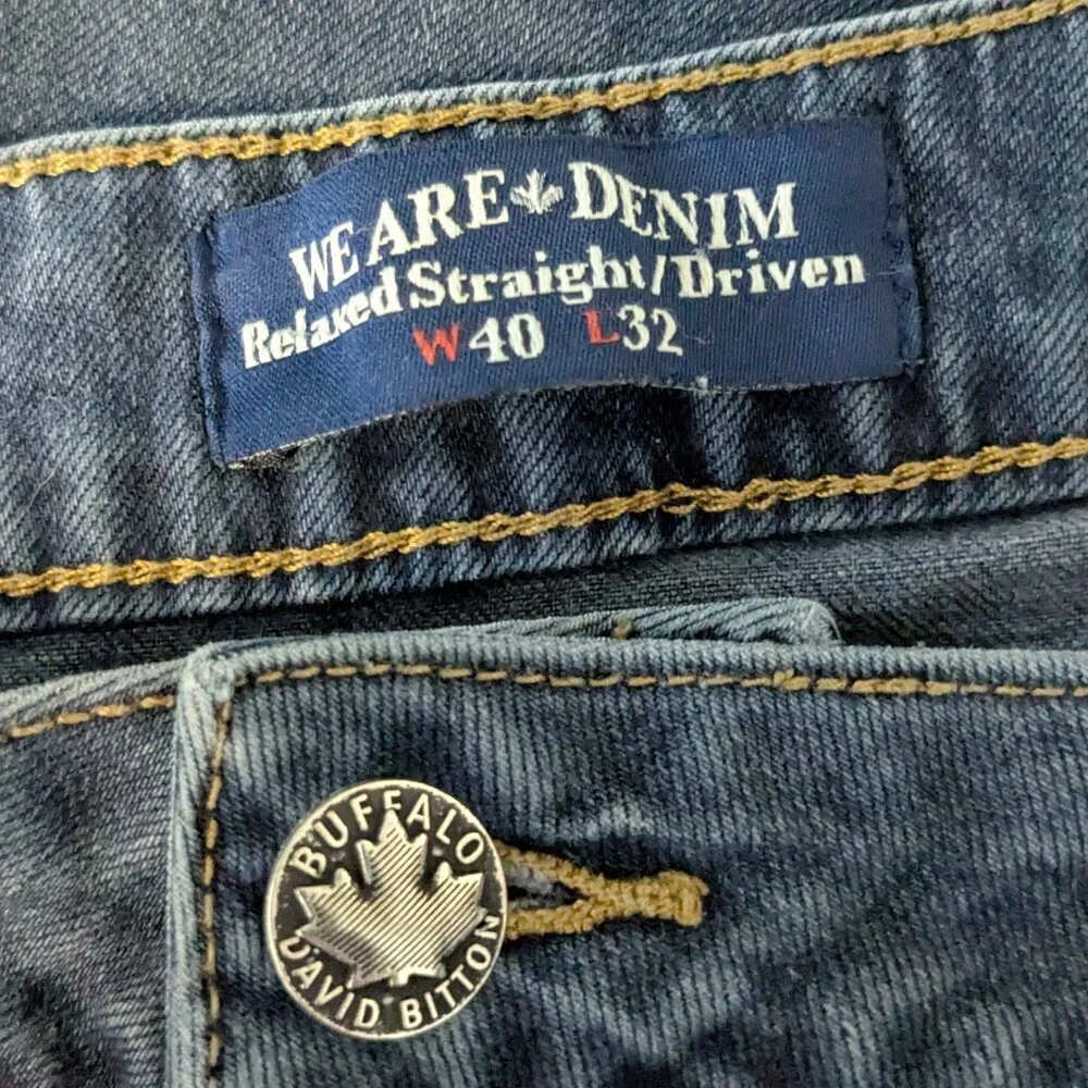 BUFFALO DAVID BITTON Relaxed Straight Blue Denim Jeans; Size 40 x 32